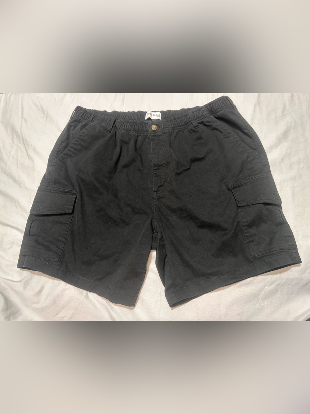 John Blair Men’s Black Cargo Shorts with Elastic Waist